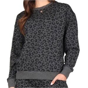 Lildy Size S-M (4-10) Black/Gray Animal Print Fleece Sweatshirt